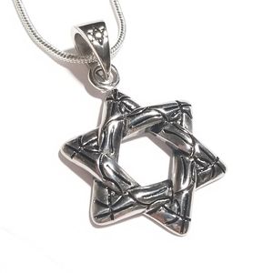 Stainless Steel Wire Pattern Star of David Pendant